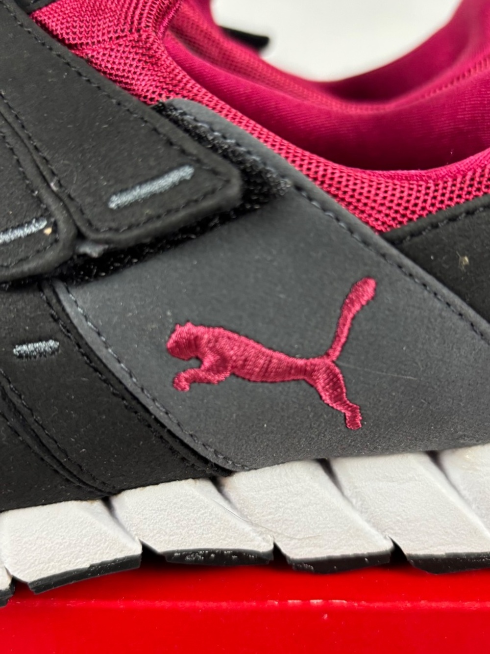 PUMA Women's Black & Burgundy Athletic Slip-On Sneakers - Picture 2 of 12